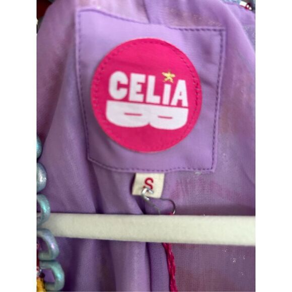 Celia B Fuji Tie Front Sequined Crop Top Multicolor Women’s Size Small - Picture 13 of 16